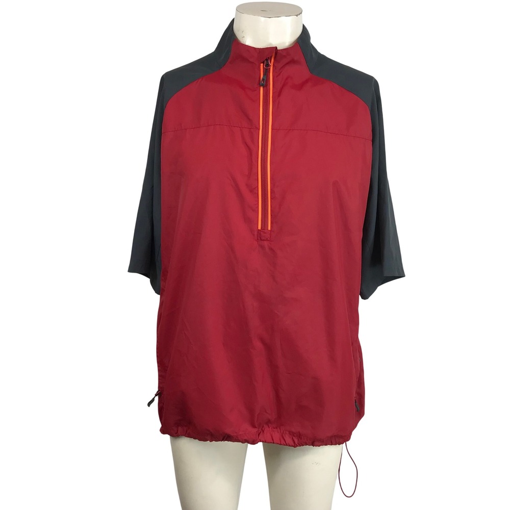 Sunice Men's 1/4 Zip Pullover Windbreaker Jacket Red Gray Size L